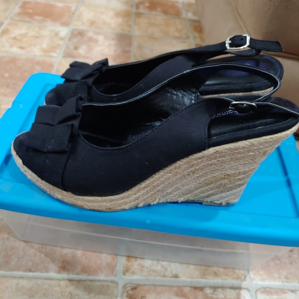 Charming Charlie Black Wedge Shoes Size 8.5